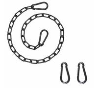 TOP-MAX Cadena colgante resistente de 40 cm, extensor resistente para sillas de huevo de jardín, acero recubierto de negro con 2 clips de mosquetón, extensión segura de hamaca, accesorios de columpio