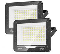 TOPAUBUB Proyector Focos LED Exterior 50W - 5000LM 6500K Blanco Frío Proyector LED IP67 Impermeable Luces Lampara Exterior para Jardin, Patio (2 Piezas)