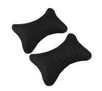 TOPBATHY Almohadas para Reposacabezas de Coche Negras, Almohadas de Apoyo Cuello de Cuero Resistente, Núcleo Relleno Cómodo, Cinturón Elástico Fijo, para Uso en Automóvil y Viaje, Juego