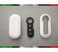 TOPBEST Carcasa para llave + botones de goma compatible con Fiat 500 Grande Punto Evo Bravo Panda 500L Lancia Y Ypsilon Musa Delta carcasa blanca + vídeo tutorial explicativo para el montaje