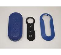 TOPBEST Carcasa para llave + botones de goma para Fiat 500 Grande Punto Evo Bravo Panda 500L Lancia Y Ypsilon Musa Delta carcasa azul + vídeo tutorial explicativo para el montaje