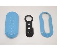 TOPBEST - Carcasa para Llave con Botones de Goma para Fiat 500 Grande Punto EVO Bravo Panda 500L Lancia Y Ypsilon Musa Delta Scocca, Color Azul Brillante