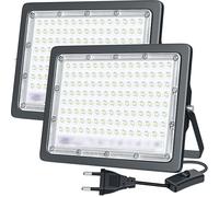 TOPBOS Focos LED Exterior 100W,10000LM Superbrillante con Enchufe e Interruptor, Blanco Frío de 6500K, Resistente al Agua IP66, para Jardín, Patio, Garaje y Campo Deportivo,2 Piezas