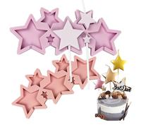 TOPBSFARNY 2 moldes redondos de resina epoxi con forma de corazón y estrella, para hacer piruletas, suministros de pastel de chocolate, moldes de silicona para hacer piruletas, fiestas infantiles