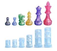 TOPBSFARNY Juego de 6 moldes de silicona para fondant, diseño de ajedrez internacional para tartas, chocolate, jabón, 3D, King, caballo, soldado