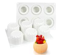 TOPBSFARNY Molde de mimbre de 6 cavidades con forma de cesta de mousse, 1 molde de silicona trenzado 3D para velas y manualidades de yeso