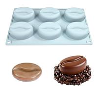 TOPBSFARNY Molde de silicona 3D plano con forma de grano de café de 6 cavidades, molde antiadherente de grado alimenticio para tartas de mousse, chocolate, gelatina, pudín, postre de bricolaje