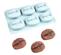TOPBSFARNY Molde de silicona para mousse 3D de 6 cavidades en forma de grano de café, molde antiadherente de grado alimenticio para tartas de mousse, chocolate, gelatina, pudín, postre de bricolaje