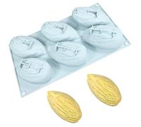 TOPBSFARNY Molde para mousse de silicona 3D con forma de almendra de 6 cavidades, molde antiadherente de grado alimenticio para tartas de mousse, chocolate, gelatina, pudín, postre de bricolaje