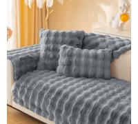 Topchances Funda de almohada de felpa para sofá, 1 funda de almohada lisa y suave para sofá, decoración del hogar (gris oscuro, funda de almohada de 45 x 45 cm)