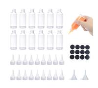 TOPCZY 12 Piezas Condimento de Plástico Botella Exprimible, 60ml Mini Transparente Dispensador de Botellas con Embudos, Reutilizable Pequeña Squeeze Botellas para Líquida Oción Ketchup