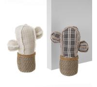 Tope de Puerta Original Decorativo de Cactus de Tela Marrón Gris Blanco Arena de 23x10x28 cm (2 unidades)