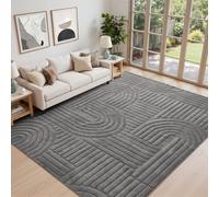 Topfinel Alfombra Gris 230x340 cm, Pelo Corto Lavable, Extra Grande, Suave, Esponjosa, Antideslizante, Efecto Ola 3D, Moderna, Aspecto de Piel Duradero, para Salón, Dormitorio, Infantil, Comedor