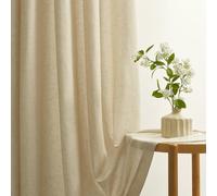 Topfinel Cortina Translúcida Beige Natural 140x260 cm, Lino y Algodón con Ojales, 2 Unidades, Semitranslúcida, Decoración Moderna para Salón, Dormitorio, Cocina, Vestidor