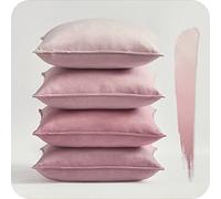 Topfinel Fundas Cojines Decorativa Hogar Cojin 60x60 de Terciopelo para Hogar Salon Cama Jardin Dormitorio Juego Silla Sofa con Cremallera de 4 Fundas para Almohadones Modernos Serie Colores Rosa