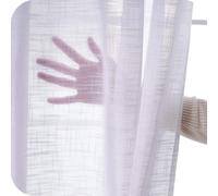Topfinel Visillo Cortinas Habitacion de Raya Gasa Suave Salon Dormitorio Visillo Lino Vertical para Ventanas Cocina Sala de Estar con Ojales 1 Pieza 200x250cm Blanco