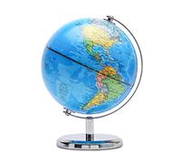 TOPGLOBE 14cm Globo Terráqueo - Mapa en Inglés - Decoración de Escritorio educativa/geográfica/Moderna - Mapa Político - con una Base de Metal