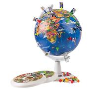 TOPGLOBE Globo terráqueo de 26 cm. "Mi mundo" Pantalla gráfica + Pasadores de succión de seguridad + Tarjetas con pines + Soportes gráficos desmontables