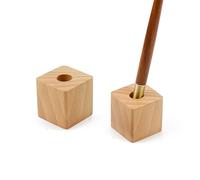 TopHomer 2 soportes de madera para bolígrafos, soporte cuadrado de 4 cm para bolígrafo individual, base para bolígrafo para escritorio de oficina, almacenamiento de bolígrafos de tinta (color madera