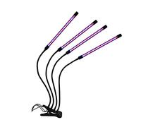 TopHomer Grow Light Plant Lights, lámpara de cultivo de planta de clip de espectro completo con LED azul rojo, 9 niveles dimmables Auto On & amp; Fuera con un temporizador de 3/9/12H (Cuatro tubos)
