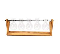 Topiky Estación de Propagación de Plantas con Soporte de Madera (Vintage | 5 jarrones de vidrio, vidrio alto borosilicato, aptos para oficinas, fácil instalación