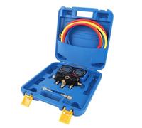 Topiky Medidor de Colector Digital 0-50 Bar, Probador de Presión de Refrigerante con Válvula de Bola, Medidor de Diagnóstico HVAC, Probador R22 R32 R134A R410A, Juego de de Gancho Plegable para