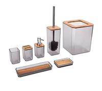 TOPINCN Juego de Accesorios de Baño de bambú, Kit Duradero y Elegante de 7 Piezas para Suministros de Baño para el Hogar o el Hotel (Gray)