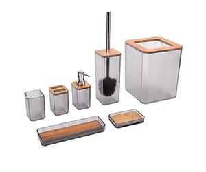 TOPINCN Juego de Accesorios de Baño de bambú, Kit Duradero y Elegante de 7 Piezas para Suministros de Baño para el Hogar o el Hotel (Gray)
