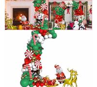 TOPINCN Kit de de Guirnalda de Globos de Navidad, Decoraciones Festivas Metálicas Doradas, Verdes, Rojas y Blancas para Fiestas Navideñas