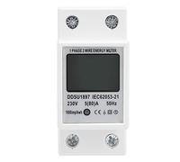TOPINCN Medidor de Energía DDSU1897 Probador Digital Inteligente con Pantalla LCD para Uso Doméstico y de Oficina Material ABS 1 Fase 2 Cables