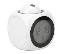 TOPINCN Reloj Despertador de Proyección Digital Elegante Reloj Parlante de Voz con Pantalla de Temperatura para Uso Doméstico Blanco 3.1x3.1x3.5in (Blanco con Cable USB)