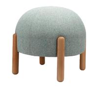 TOPINCN Taburete Otomano Pequeño para Pies con Forma de Seta, Taburete Redondo Minimalista Nórdico, de Madera Maciza, de Algodón y Lino, Pequeño para Pies, Multifuncional, para (Green)