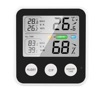TOPINCN Termómetro Magnético de Alta Precisión, Higrómetro, Termohigrómetro Digital con Retroiluminación LCD para Oficina en Casa, Color Blanco (BLACK)