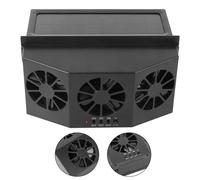 TOPINCN Ventilador de Ventilación Portátil para Automóvil, Ventilador con Energía Solar con 3 Ventiladores para Ventilación de Automóvil, Eliminador de Olores, Motor de bajo Ruido, ABS Negro,