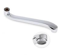 Topolenashop Caña de repuesto cromada de 30 cm para grifo de pared - Boquilla giratoria universal con conexión roscada para grifo de cocina, baño y bañera, curva orientable y acabado brillante | 69673