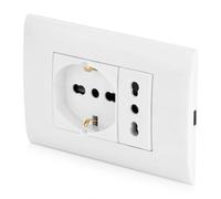 Topolenashop Placa de 2 plazas completa con toma bipaso y toma Schuko - Placa empotrable compatible con caja 503, 16 A 250 V | LK40-3