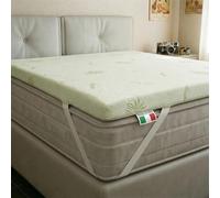 Topper Vault con Funda de Aloe - Topper de Colchón Individual 80x190 cm Made in Italy, Cubrecolchón Altura 5 cm con 4 elásticos para la fijación, Relleno en Lámina de Guata Resinada 750 g/m²