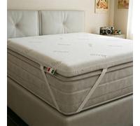Topper Vault con Funda Silver - Topper de Colchón Plaza Y Media Francesa 140x190 cm Made in Italy, Cubrecolchón Altura 5 cm con 4 elásticos de fijación, Relleno en lámina de guata resinada 750 g/m²