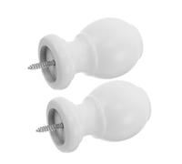 TOPPERFUN 2 Piezas Tapas de Barra de Cortina de Madera en Color Blanco Diseño Elegante y Forma Lisa para Reemplazo Decorativo en Salas Modernas y Dormitorios