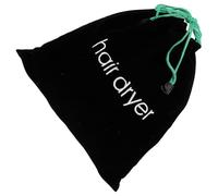 TOPPERFUN Bolsa de Almacenamiento para Secador de Pelo de Hotel 33x30 Cm, Lona Negra Cordón Verde, Bolsa Multifuncional Protectora contra Polvo y Organizador Compacto para Viaje y Uso