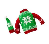 TOPPERFUN Juego de Ropa Navideña para Botella de Vino, Funda de Punto Verde Diseño de Gorro de Navidad, Accesorio Decorativo para Fiesta y Restaurante, Funda para Botella Pequeña, Decoración