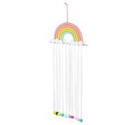TOPPERFUN Organizador Colgante para Pinzas y Accesorios de Cabello de Niñas Diseño de Arcoíris y Borlas, Material Compuesto y Algodón para Decoración de Habitación