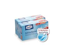 Toppits Bolsas para congelador con base, 2 x 75 unidades, resistentes, reutilizables, transparentes, capacidad de llenado de 3 litros