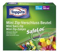 Toppits Bolsas transparentes con cierre de cremallera, 40 unidades (20 x 150 ml/20 x 380 ml)