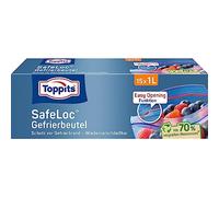 toppits doble cierre Bolsa para congelados, safeloc cierre, 1 L, atril suelo, 15 unidades), transparente