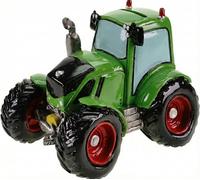 Topshop24you Hucha con diseño de tractor, color verde, grande pintada a mano (13 x 17 x 17 cm), con tapón de goma, regalo para niños, niños y aficionados a la agricultura (verde tractor)