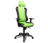 Topstar HE30PS105X Silla de Escritorio de Oficina, Head Point RS con reposabrazos y Cabezal, Dos Colores Acolchado Verde/Negro