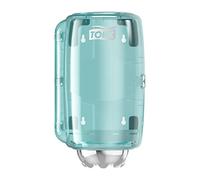 Tork 658000 Dispensador mini de alimentación central Performance/Soporte de papel mecha compatible con el sistema M1 / Blanco y Turquesa