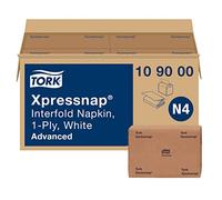 Tork Xpressnap® Servilleta dispensadora blanca N4, dispensación de una a la vez, 1 capa, pliegue de 1/4, 13 x 8.5 pulgadas, 12 x 500 servilletas, 109000