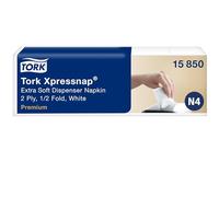 Tork Xpressnap Servilleta Extrasuave Blanca para Dispensador N4, 1/2 pliegue, 2 capa, 1000 servilletas, 10.7cm x 16.5cm cada, 15850